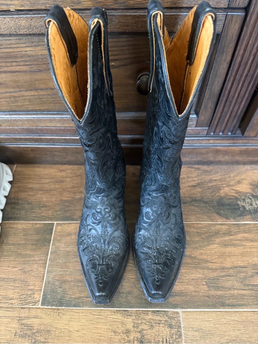 Old Gringo Black Embossed Leather Lace-Up Western Boots